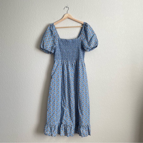 J Crew Factory Dress Womens Small Blue Floral Gathered Top - Picture 1 of 7